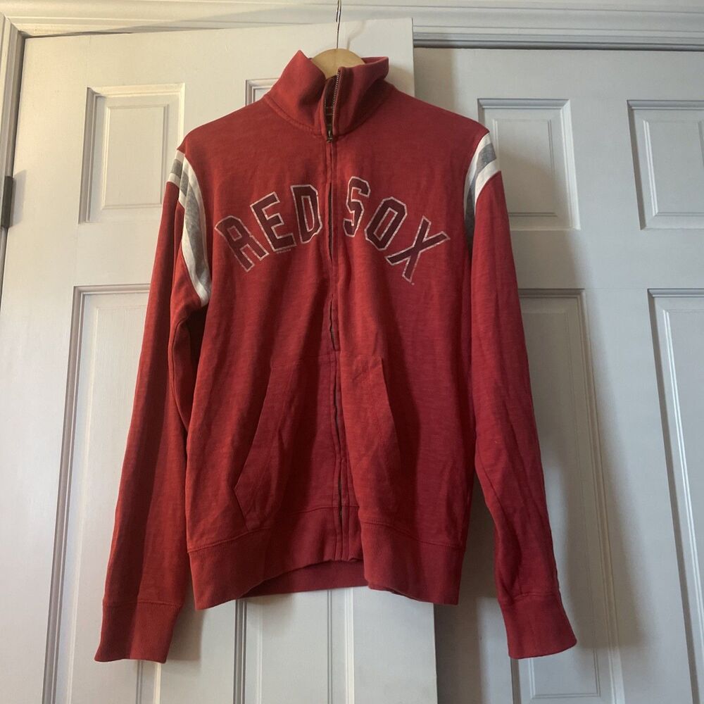 Vintage '47 Brand Boston Red Sox Full Zip Track Jacket Red Cotton Men's Large